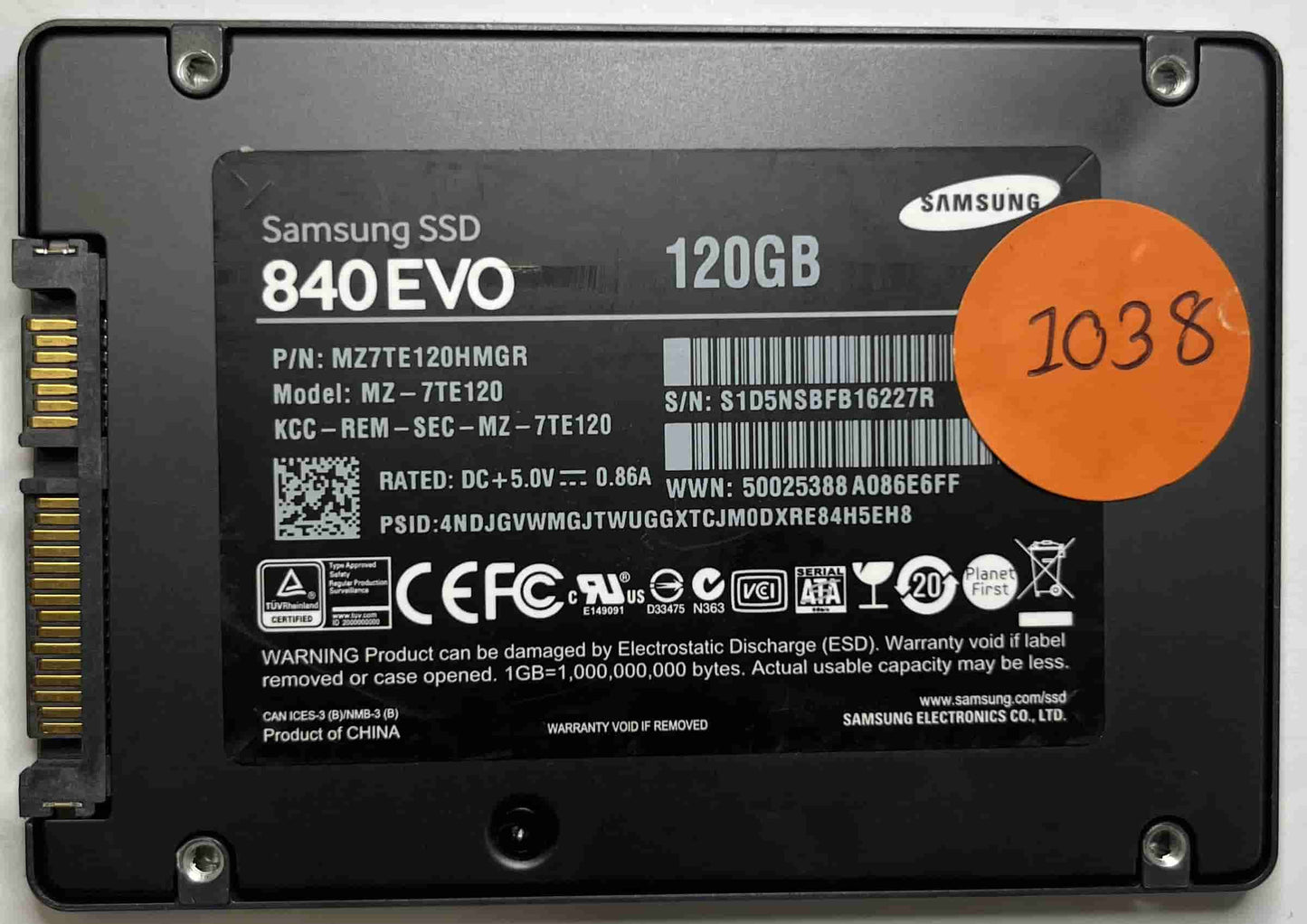 SAMSUNG MZ-7TE120 MZ7TE120HMGR (1038) SSD for Sale