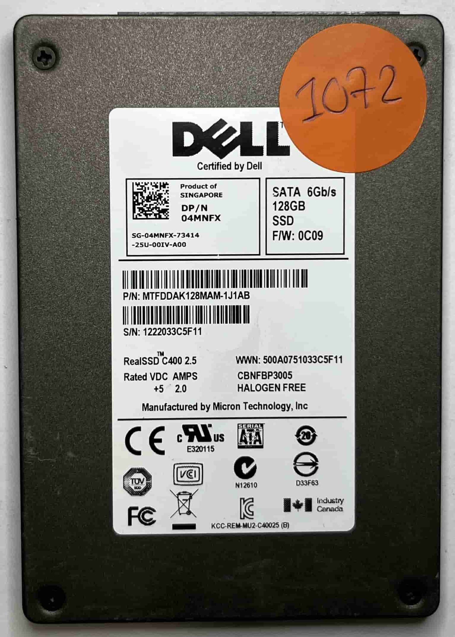 DELL MTFDDAK128MAM MTFDDAK128MAM-1J1AB (1072) SSD for Sale