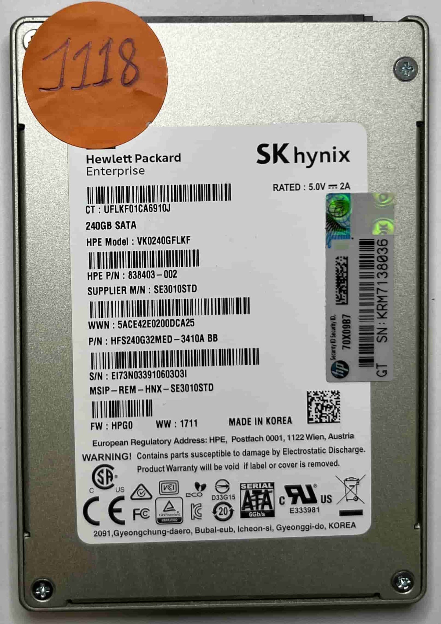 SK HYNIX VK0240GFLKF HFS240G32MED-3410A BB (1118) SSD for Sale