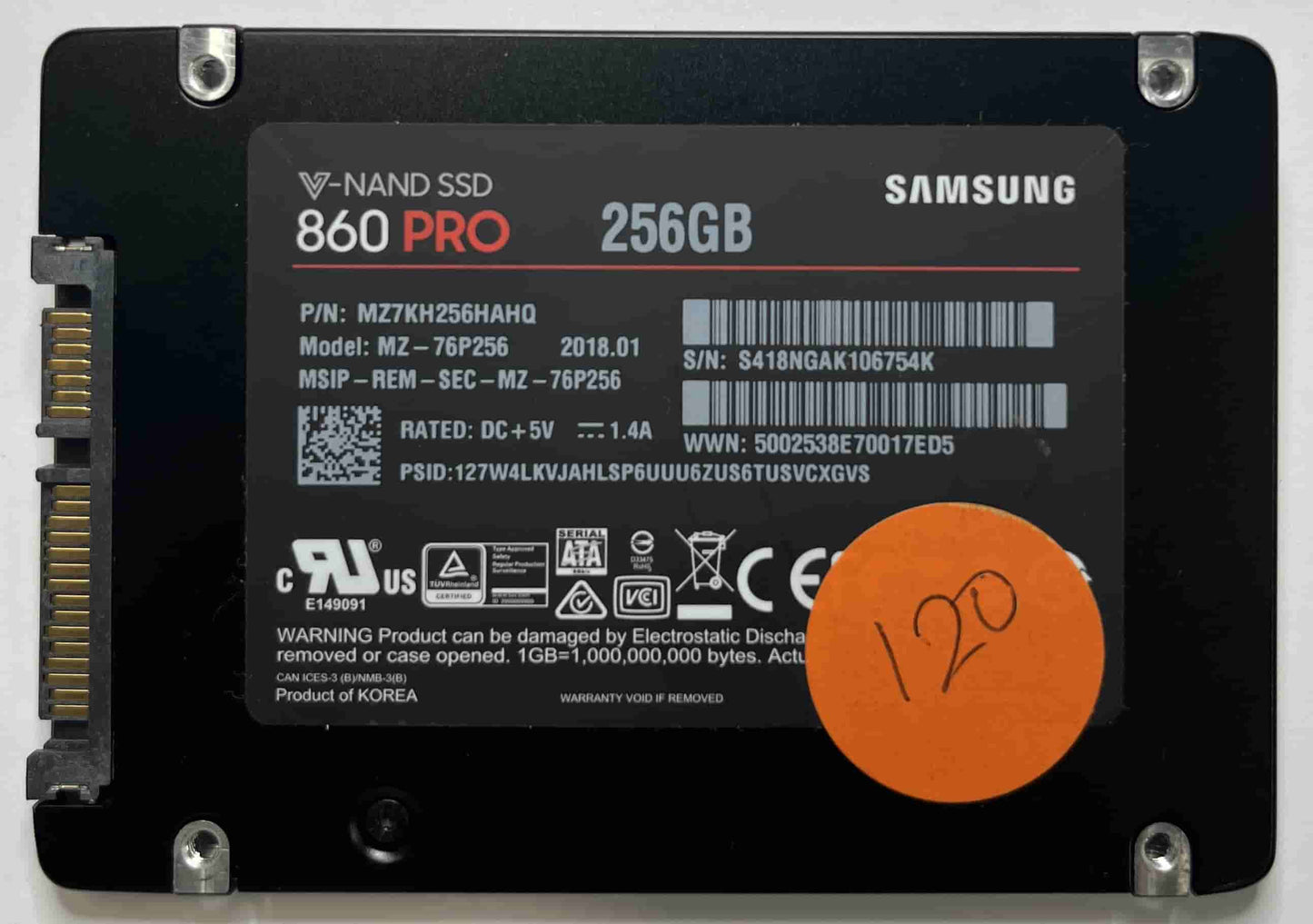 SAMSUNG MZ-76P256 MZ7KH256HAHQ (120) SSD for Sale