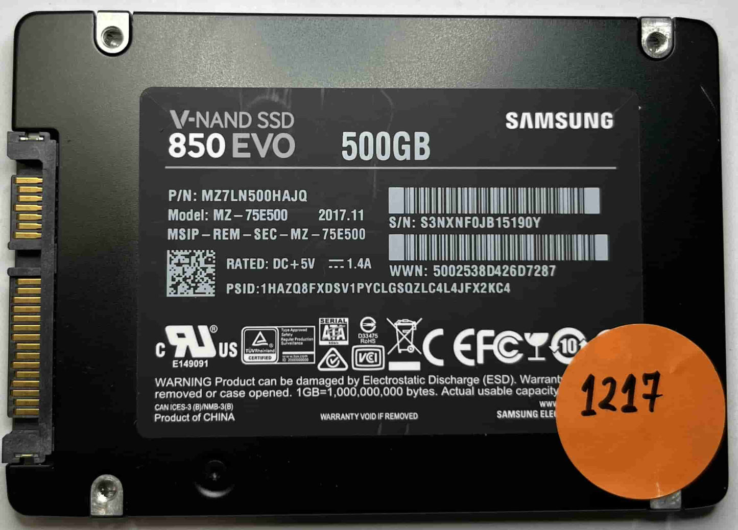 SAMSUNG MZ-75E500 MZ7LN500HAJQ (1217) SSD for Sale