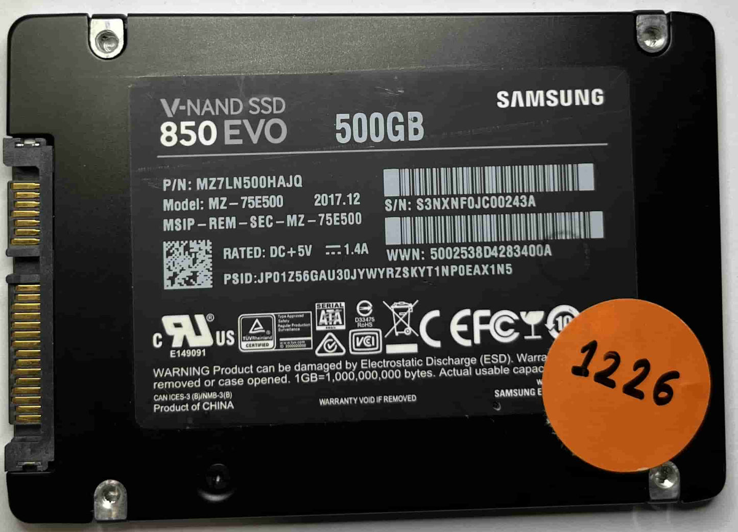 SAMSUNG MZ-75E500 MZ7LN500HAJQ (1226) SSD for Sale