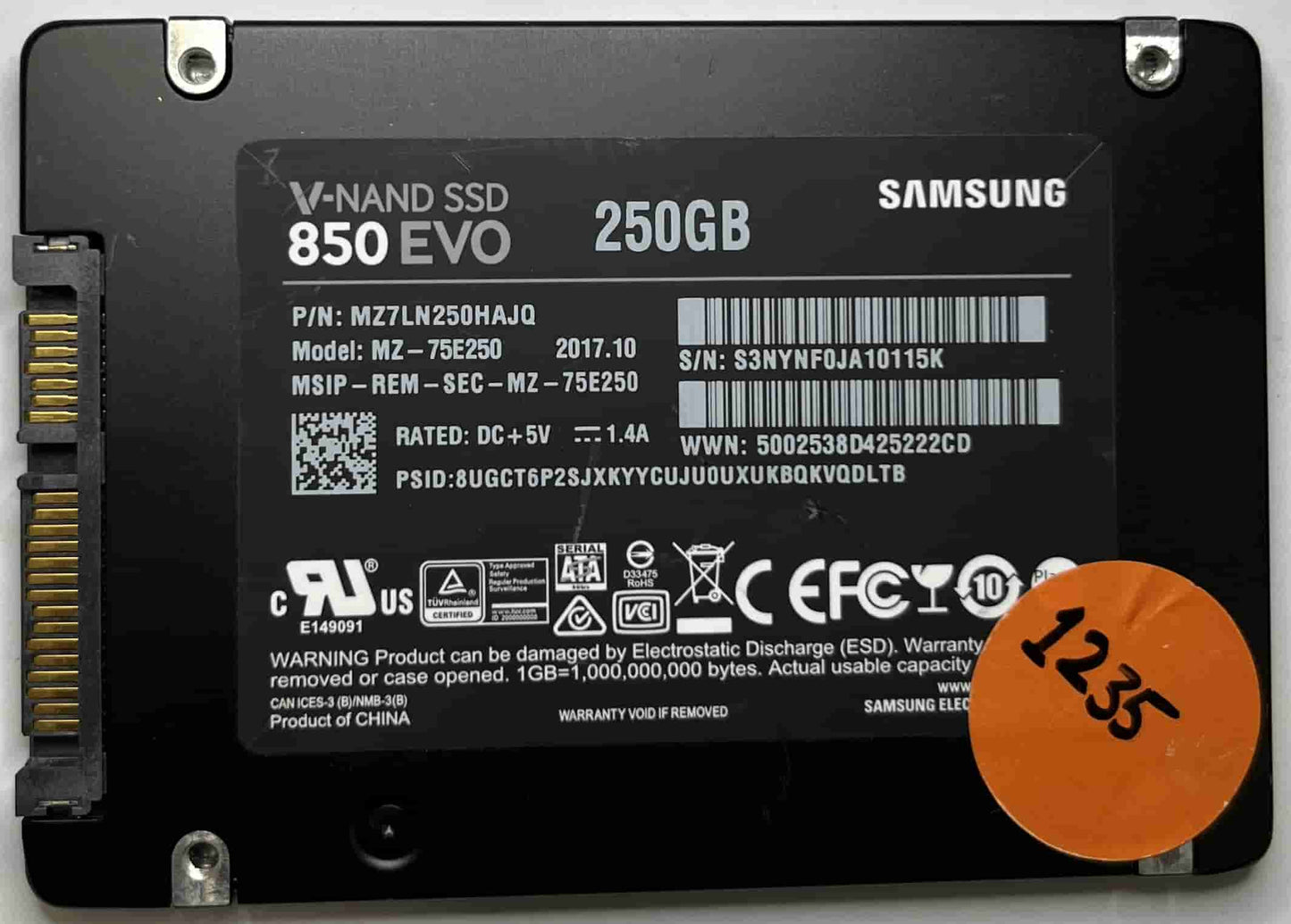 SAMSUNG MZ-75E250 MZ7LN250HAJQ (1235) SSD for Sale