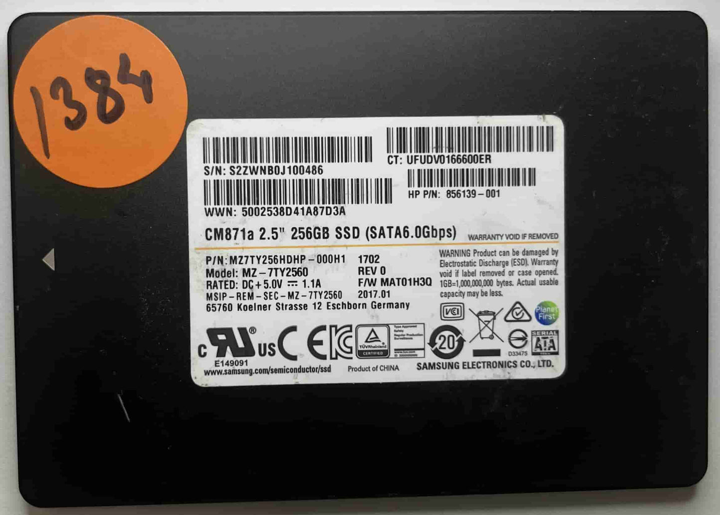 SAMSUNG MZ-7TY2560 MZ7TY256HDHP-000H1 (1384) SSD for Sale