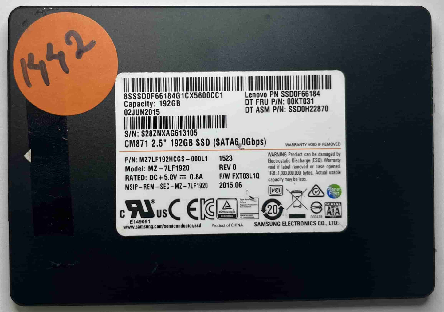 SAMSUNG MZ7LF192HCGS-000L1 (1442) SSD for Sale