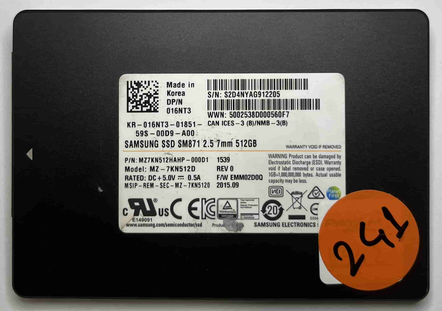 SAMSUNG MZ-7KN512D MZ7KN512HAHP (241) SSD for Sale