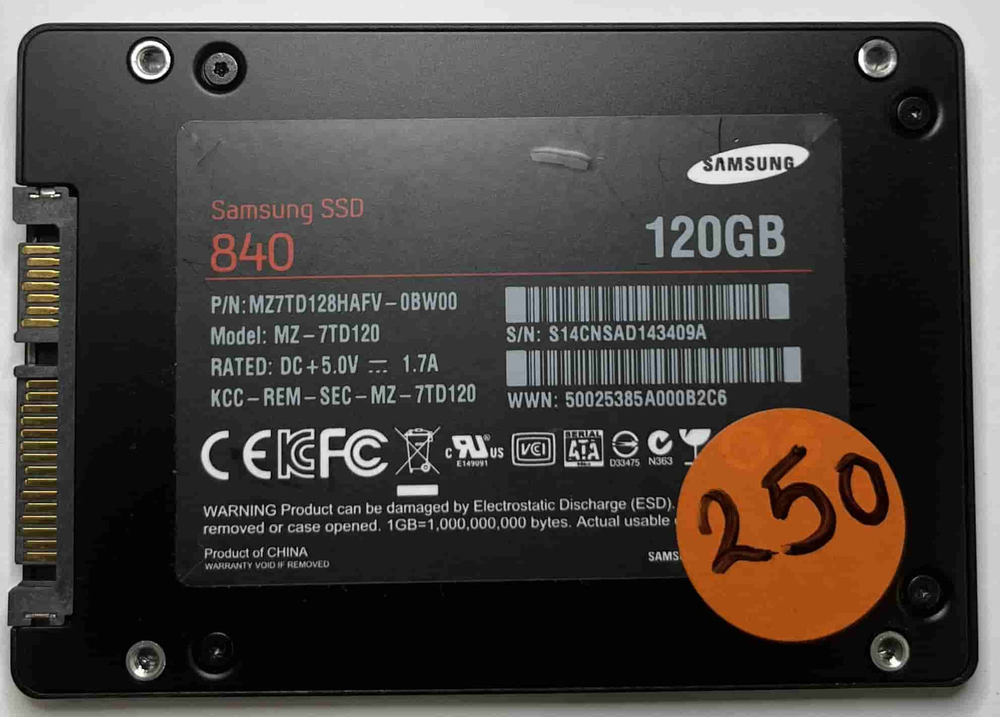 SAMSUNG MZ-7TD120 MZ7TD128HAFV (250) SSD for Sale