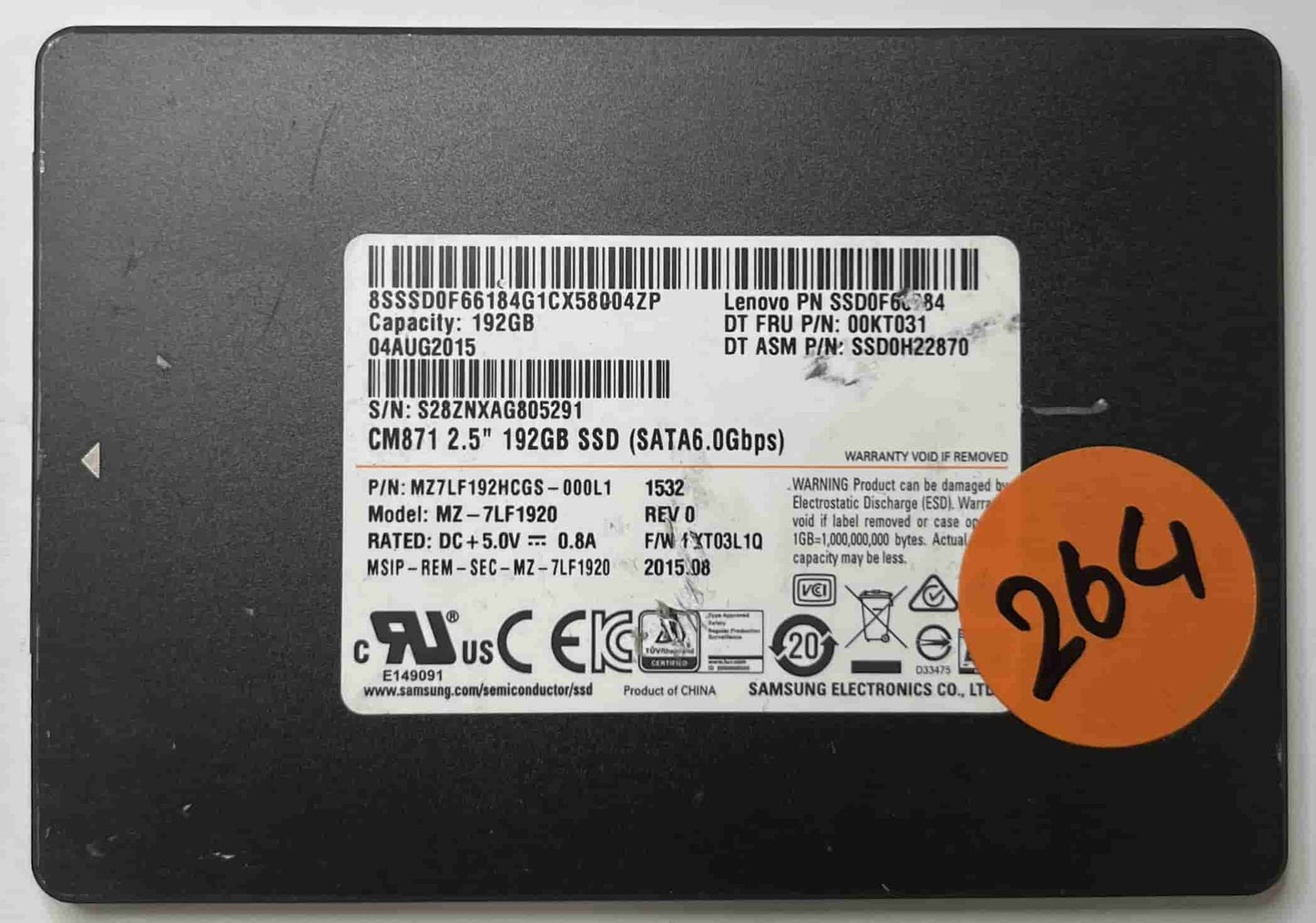 SAMSUNG MZ7LF1920 MZ7LF192HCGS (264) SSD for Sale