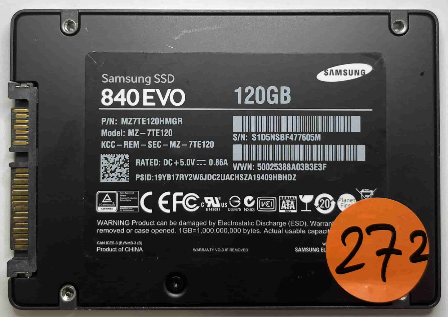 SAMSUNG MZ7TE120 MZ7TE120HMGR (272) SSD for Sale
