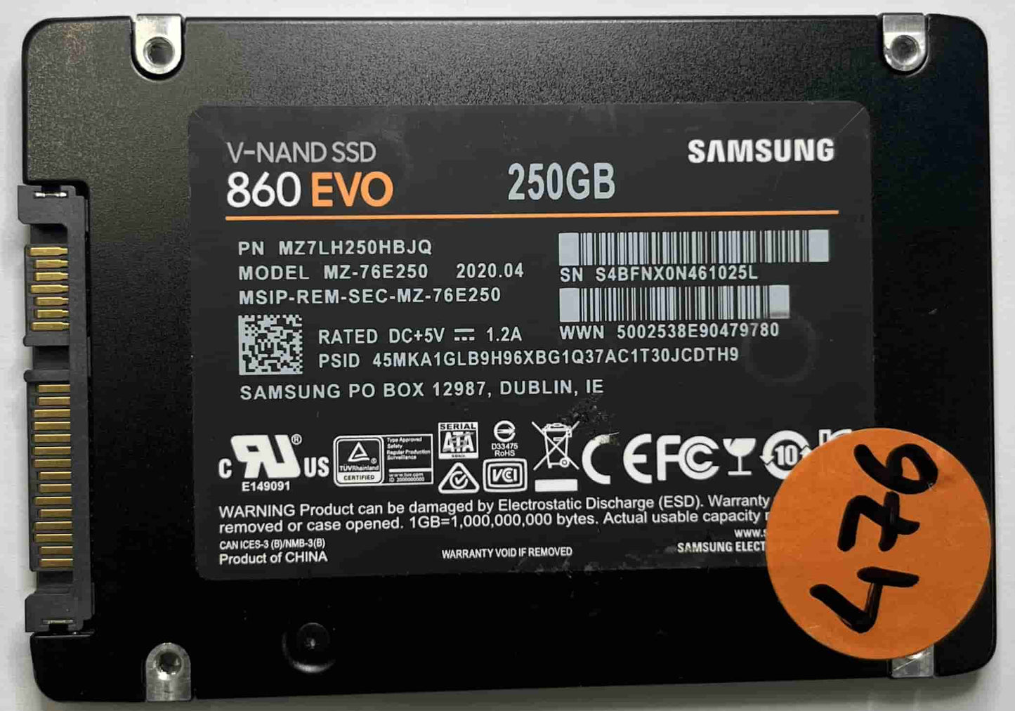 SAMSUNG MZ76E250 MZ7LH250HBJQ (476) SSD for Sale