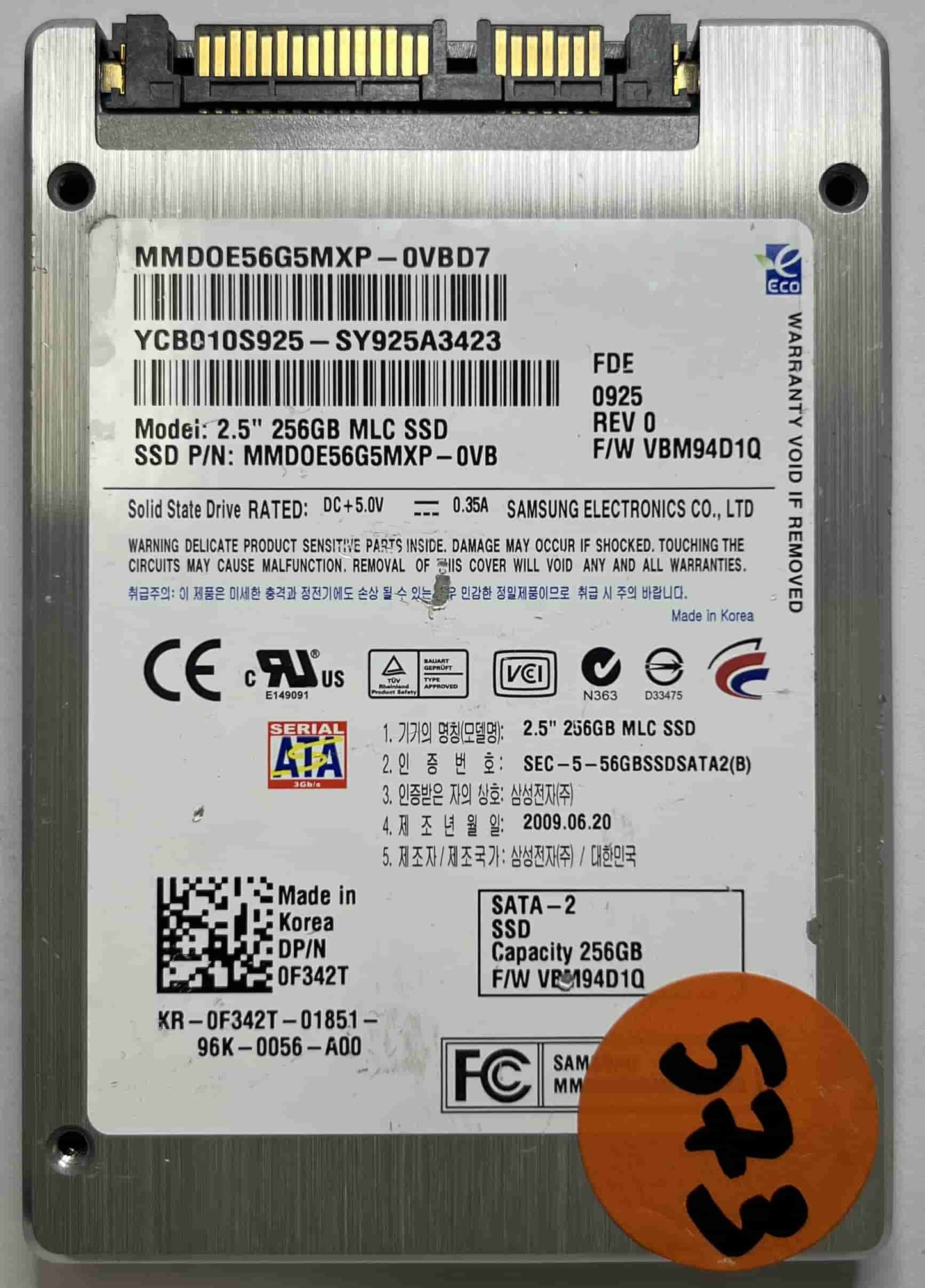 SAMSUNG 2.5" 256GB MLC SSD MMDOE56G5MXP-OVB (573) SSD for Sale