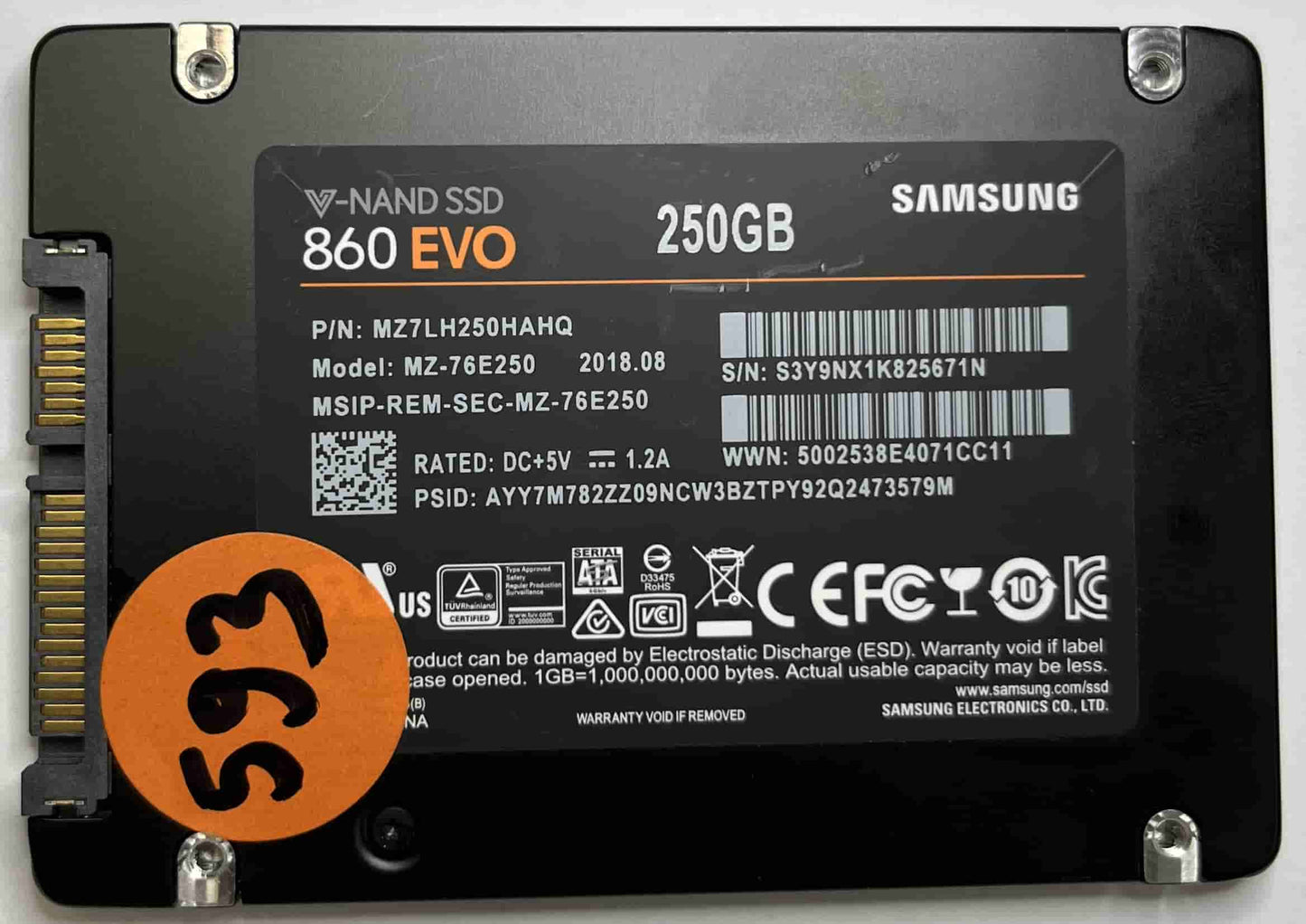 SAMSUNG MZ76E250 MZ7LH250HAHQ (593) SSD for Sale