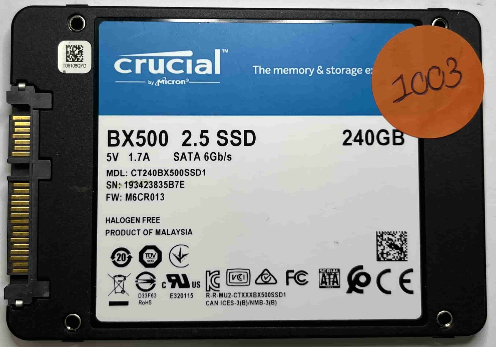 CRUCIAL CT240BX500SSD1 (1003) SSD for Sale