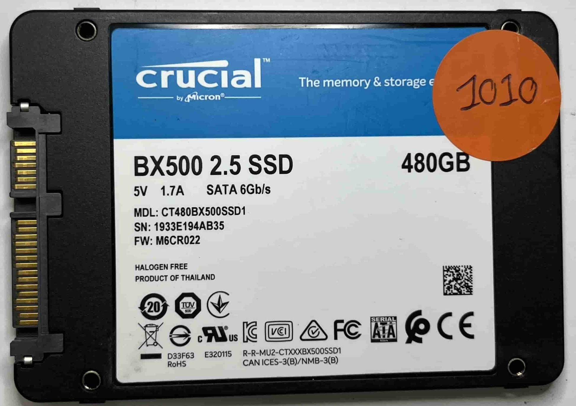 CRUCIAL CT480BX500SSD1 (1010) SSD for Sale