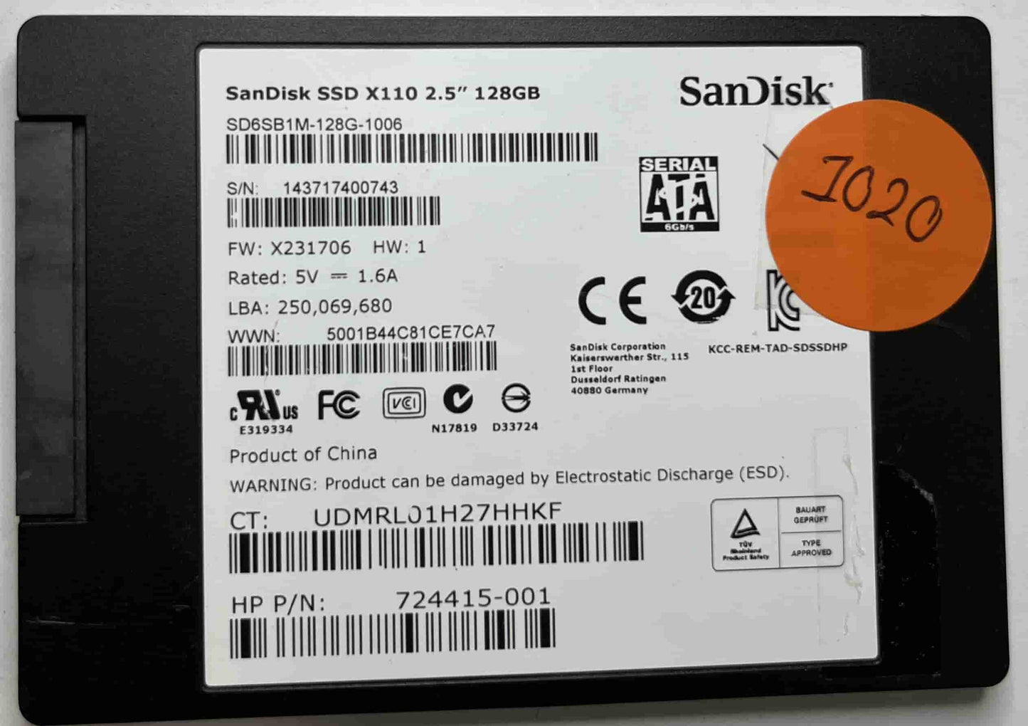 SANDISK SD6SB1M-128G-1006 (1020) SSD for Sale