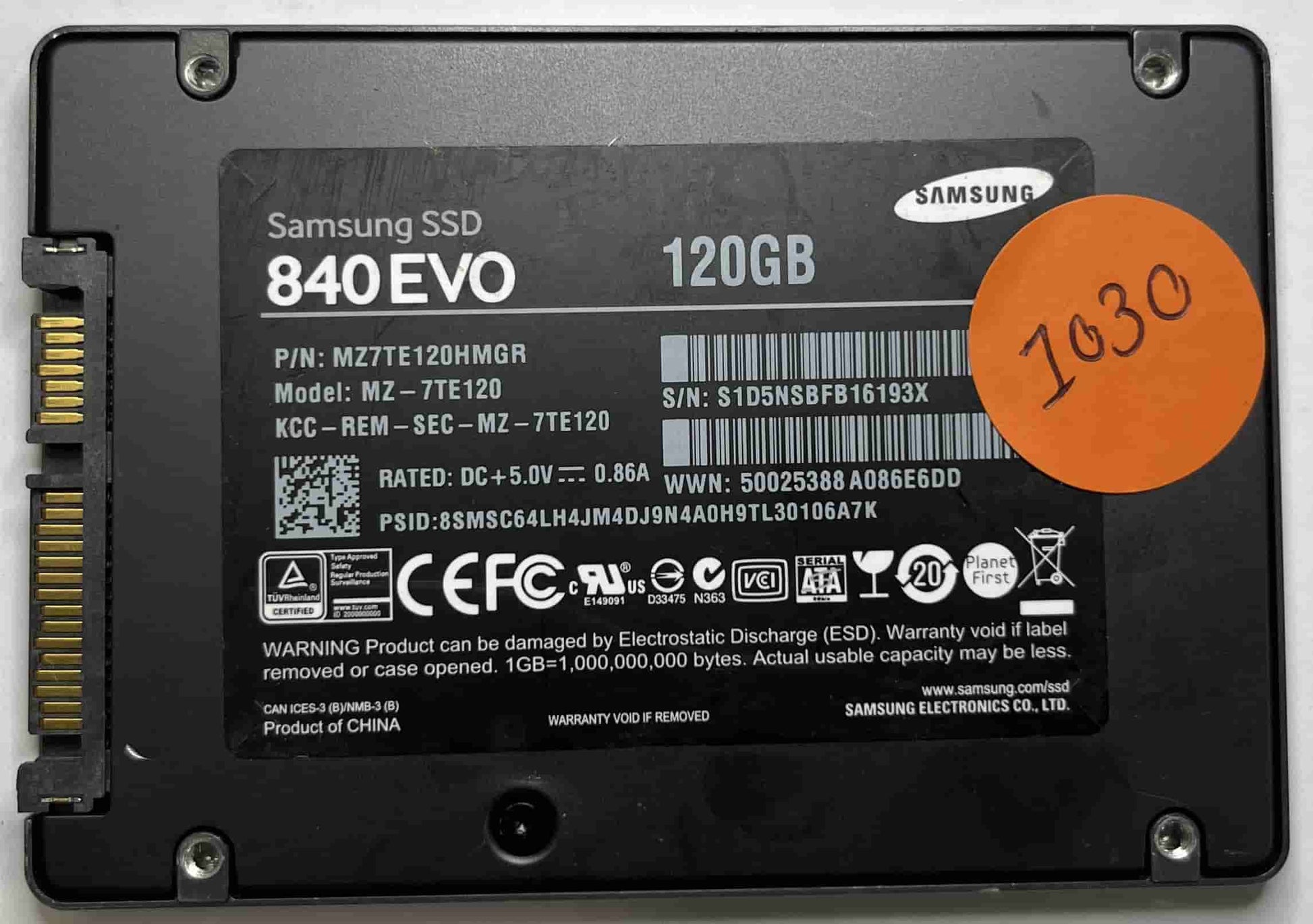 SAMSUNG MZ-7TE120 MZ7TE120HMGR (1030) SSD for Sale