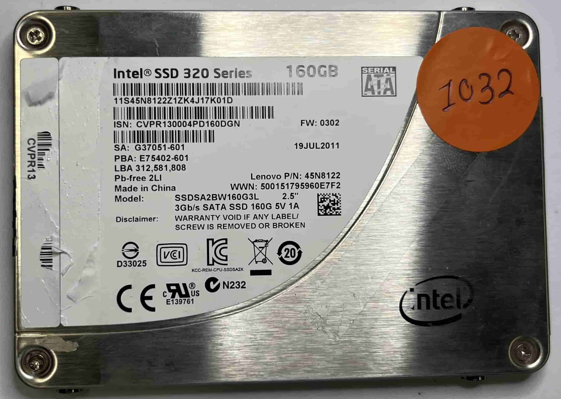 INTEL SSDSA2BW160G3L (1032) SSD for Sale