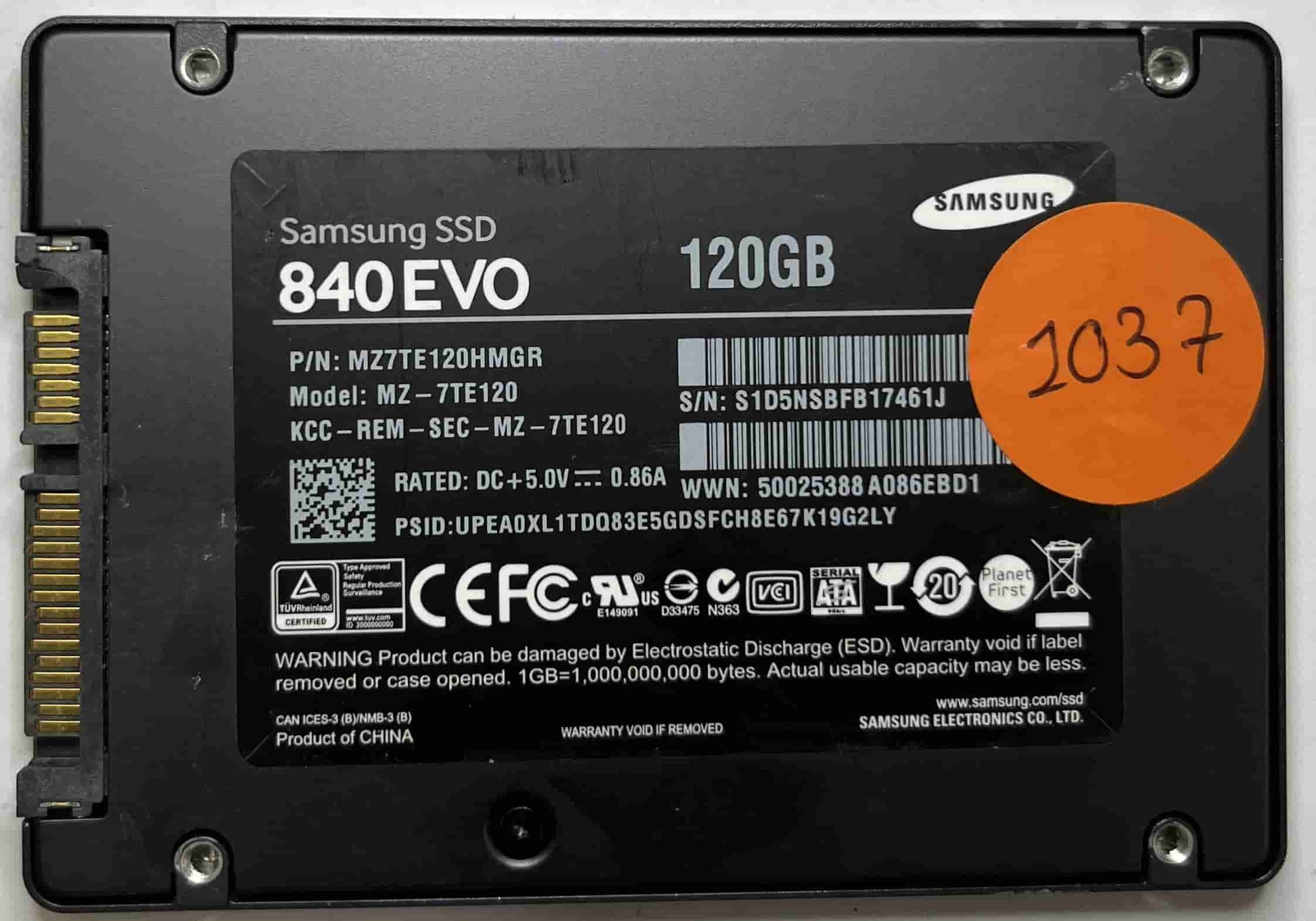 SAMSUNG MZ-7TE120 MZ7TE120HMGR (1037) SSD for Sale