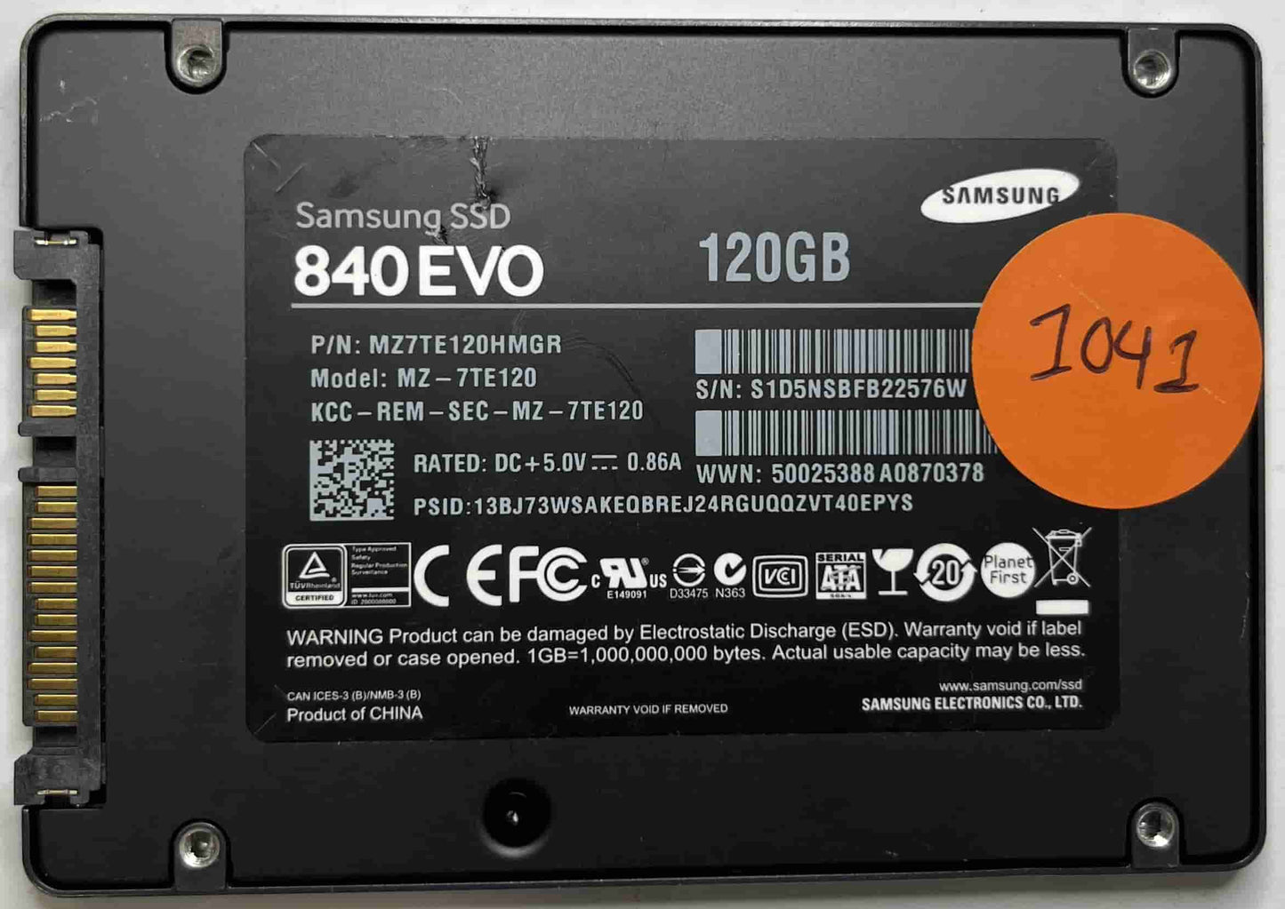 SAMSUNG MZ-7TE120 MZ7TE120HMGR (1041) SSD for Sale