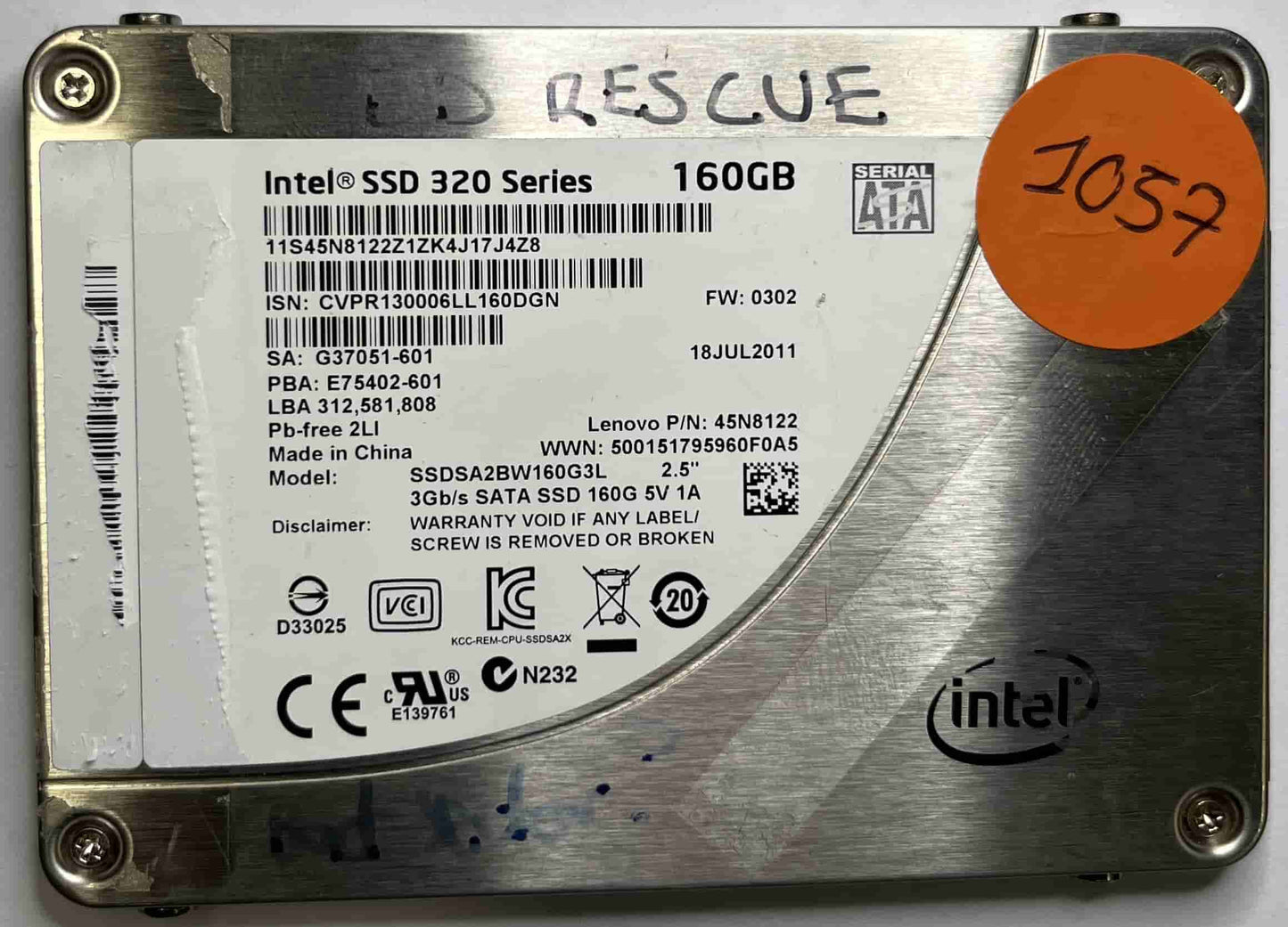 INTEL SSDSA2BW160G3L (1057) SSD for Sale