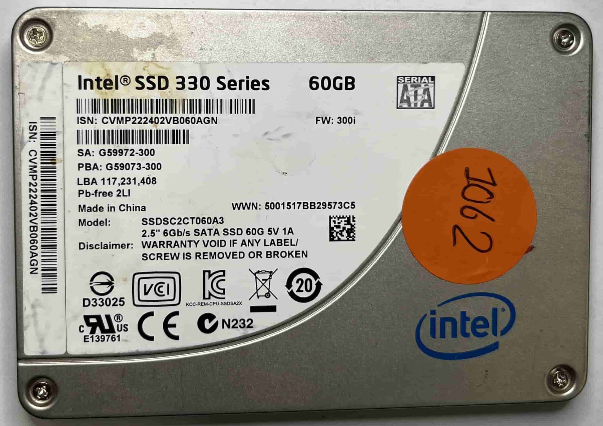 INTEL SSDSC2CT060A3 (1062) SSD for Sale