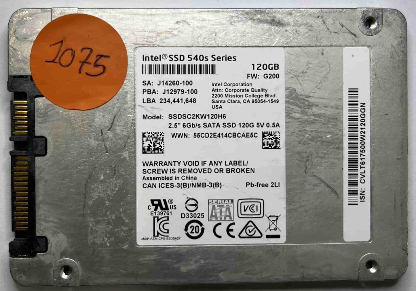 INTEL SSDSC2KW120H6 (1075) SSD for Sale