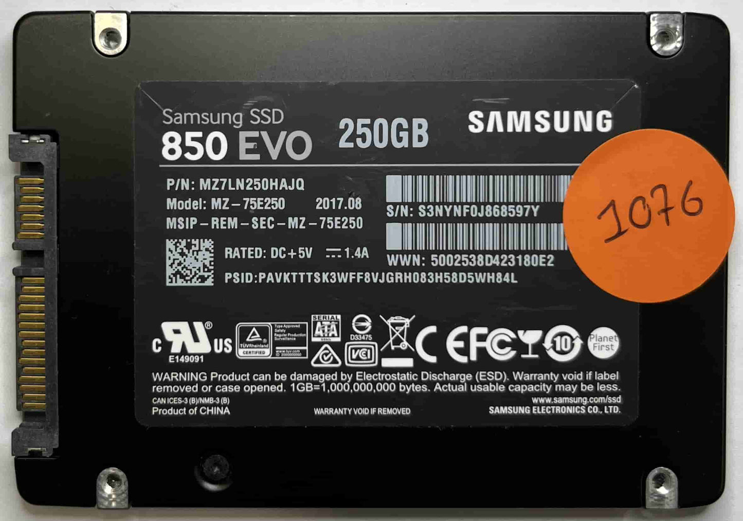 SAMSUNG MZ-75E250 MZ7LN250HAJQ (1076) SSD for Sale