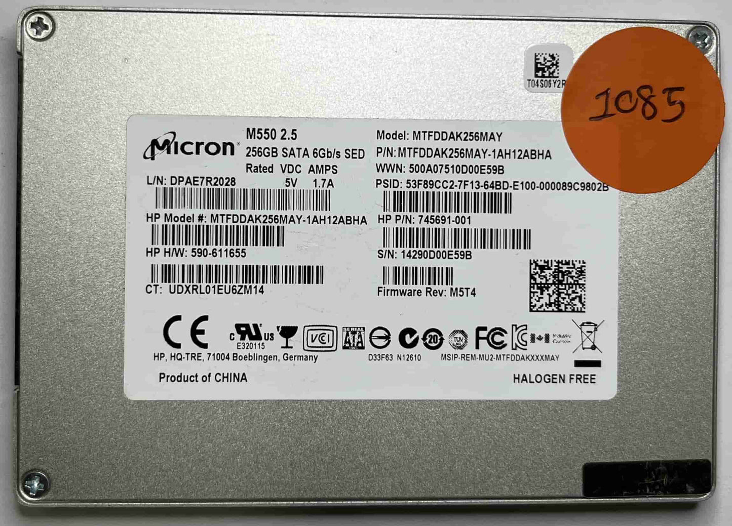 MICRON MTFDDAK256MAY MTFDDAK256MAY-1AH12ABHA (1085) SSD for Sale