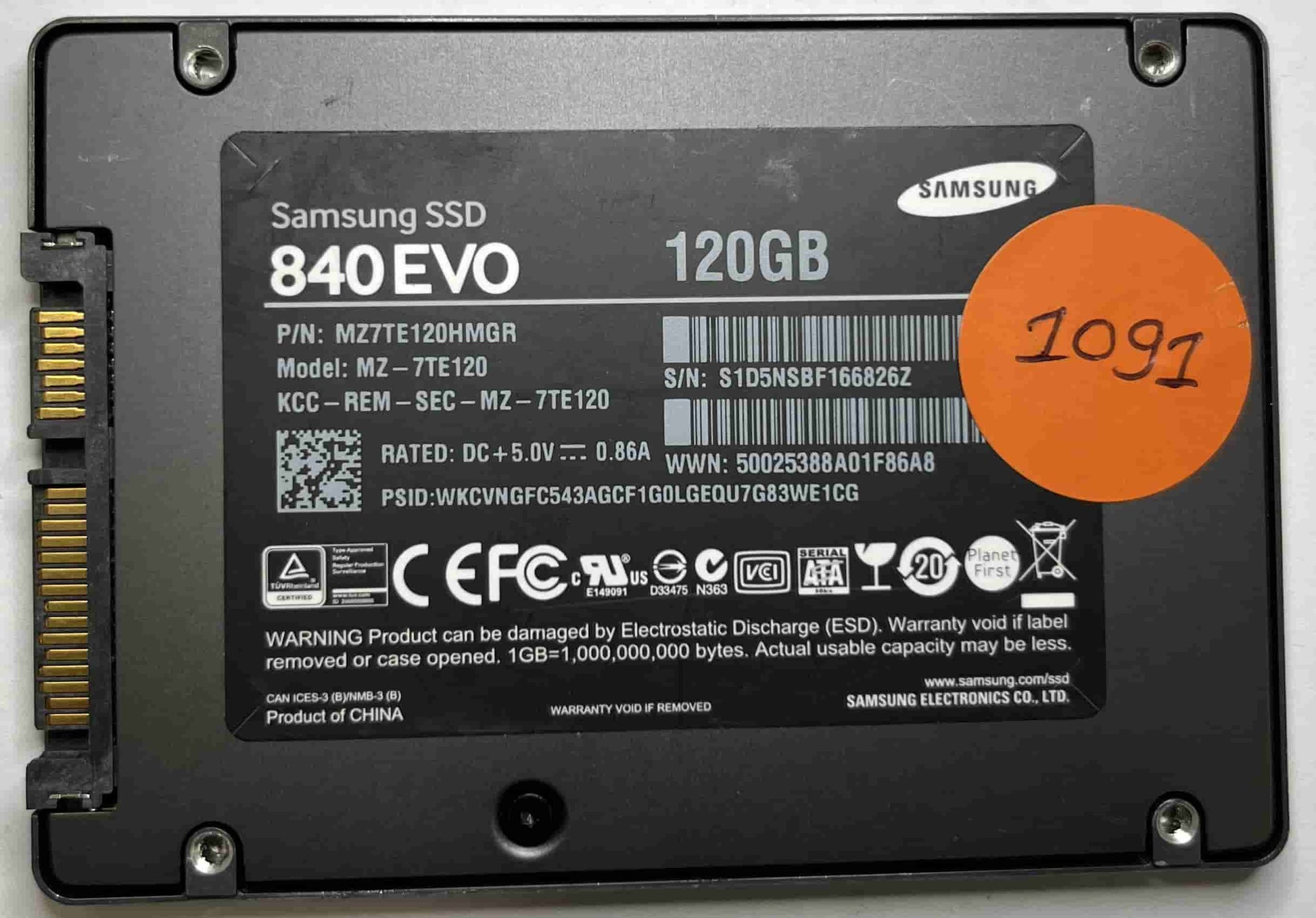 SAMSUNG MZ-7TE120 MZ7TE120HMGR (1091) SSD for Sale
