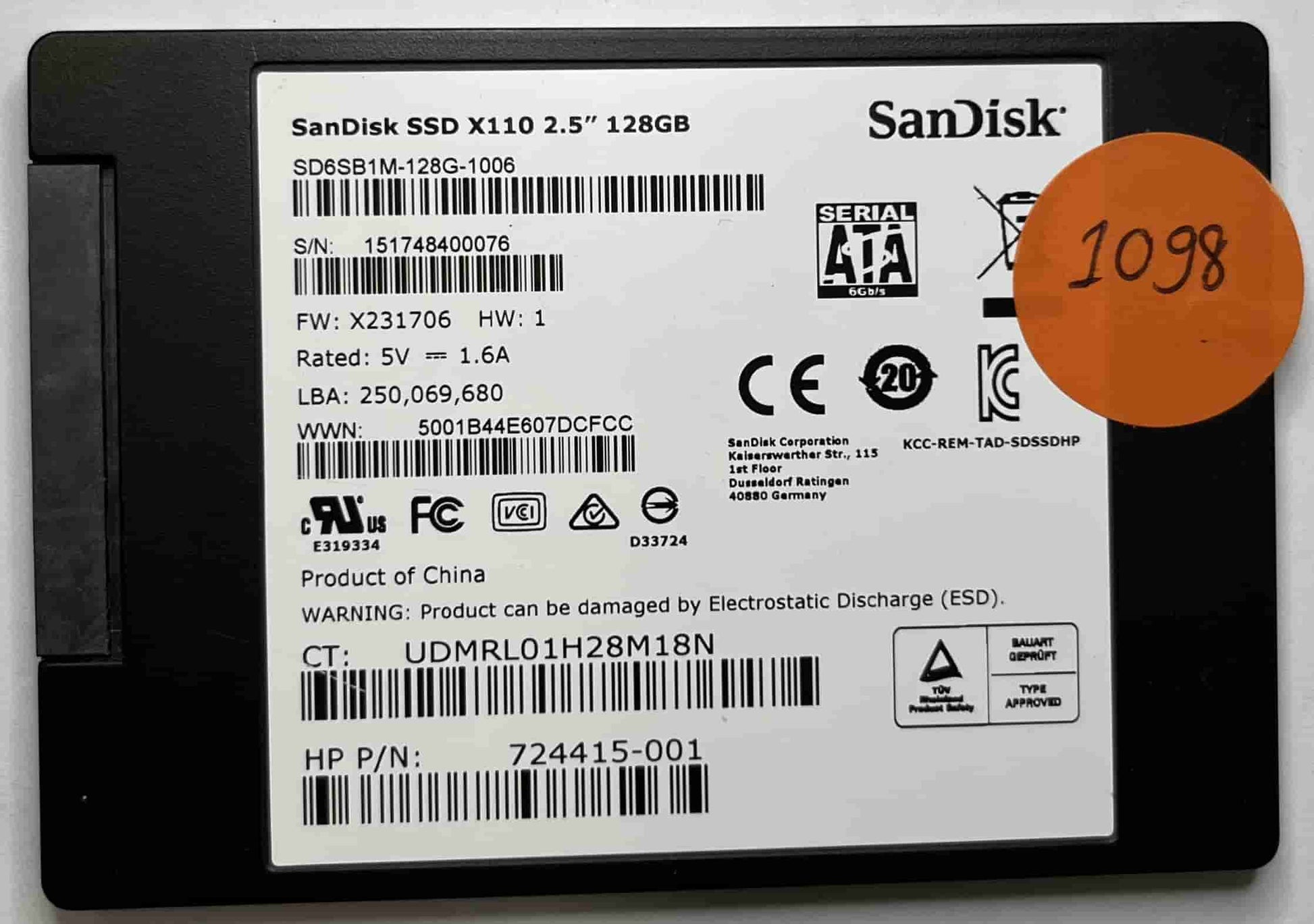 SANDISK SD6SB1M-128G-1006 (1098) SSD for Sale