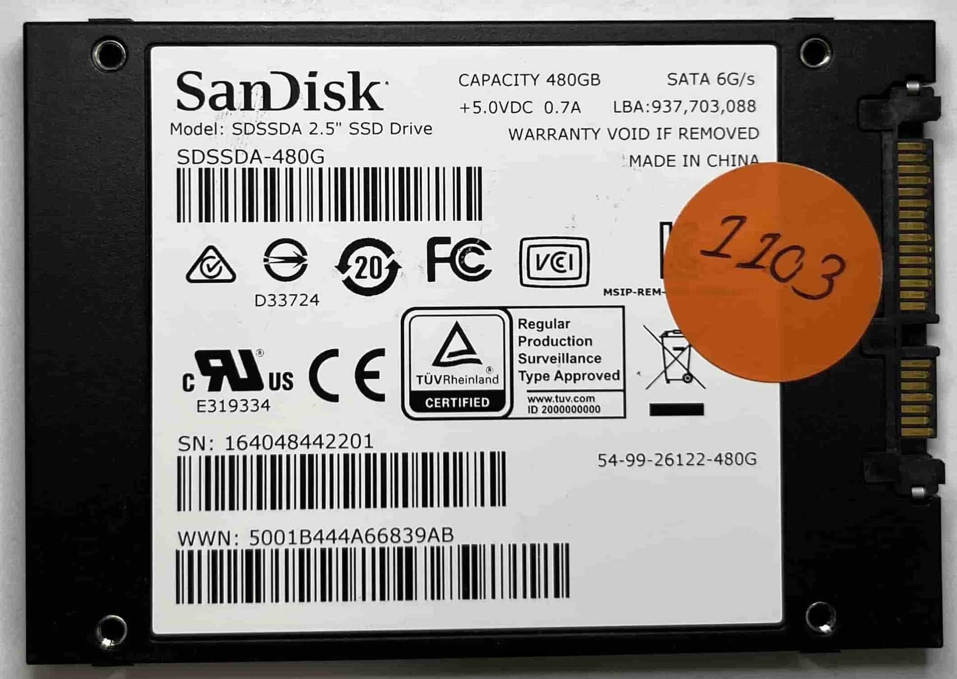 SANDISK SDSSDA480G (1103) SSD for Sale