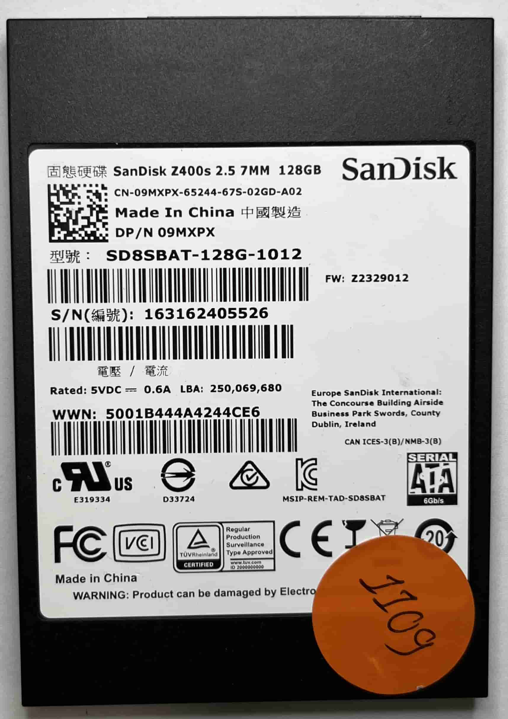 SANDISK SD8SBAT-128G-1012 (1109) SSD for Sale