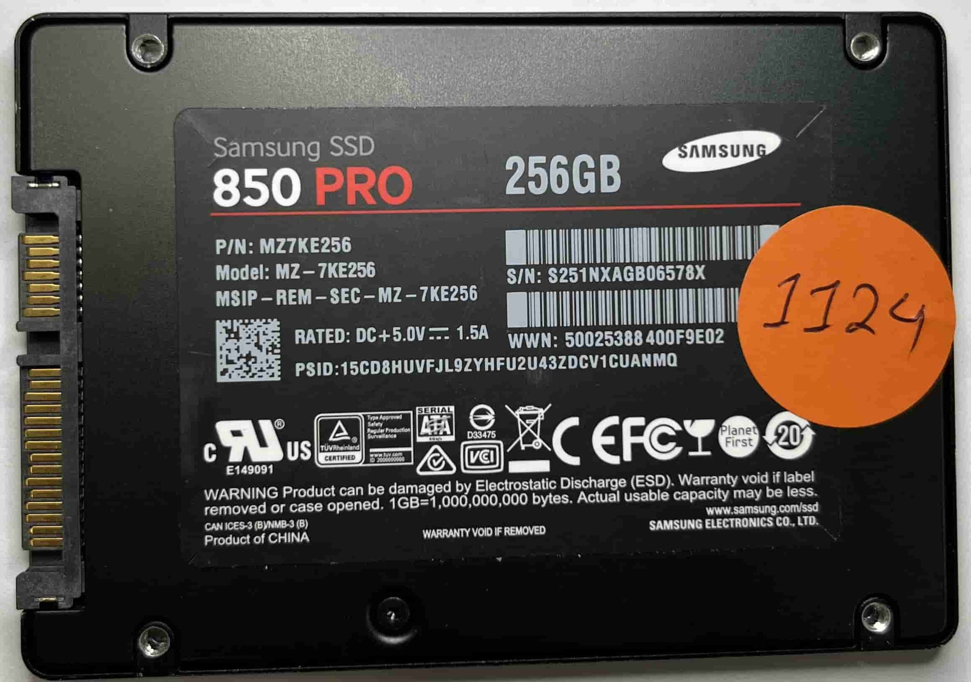 SAMSUNG MZ-7KE256 MZ7KE256 (1124) SSD for Sale