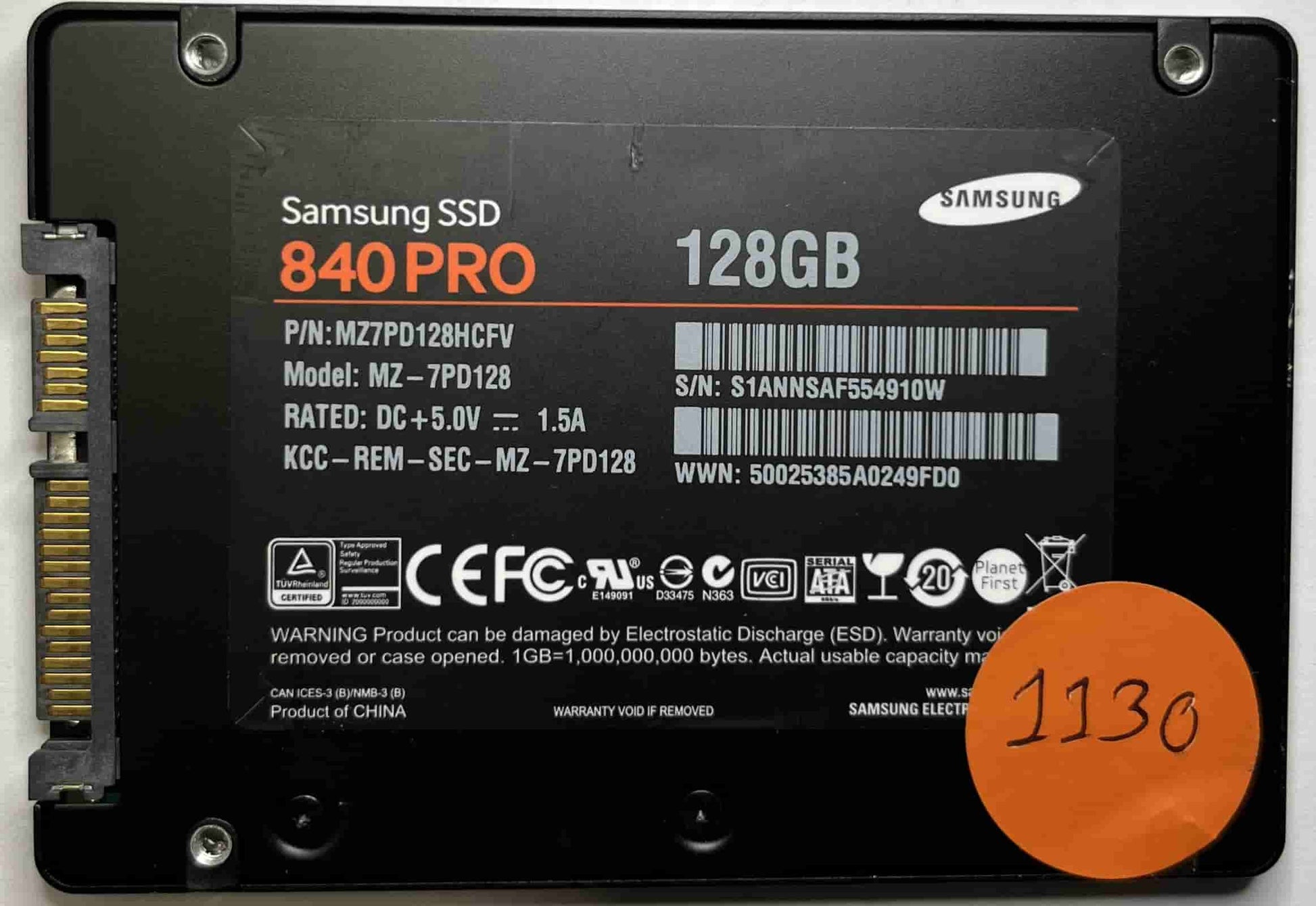 SAMSUNG MZ-7PD128 MZ7PD128HCFV (1130) SSD for Sale