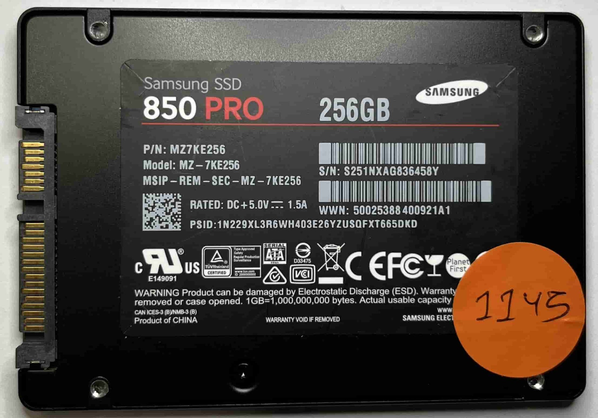SAMSUNG MZ-7KE256 MZ7KE256 (1145) SSD for Sale