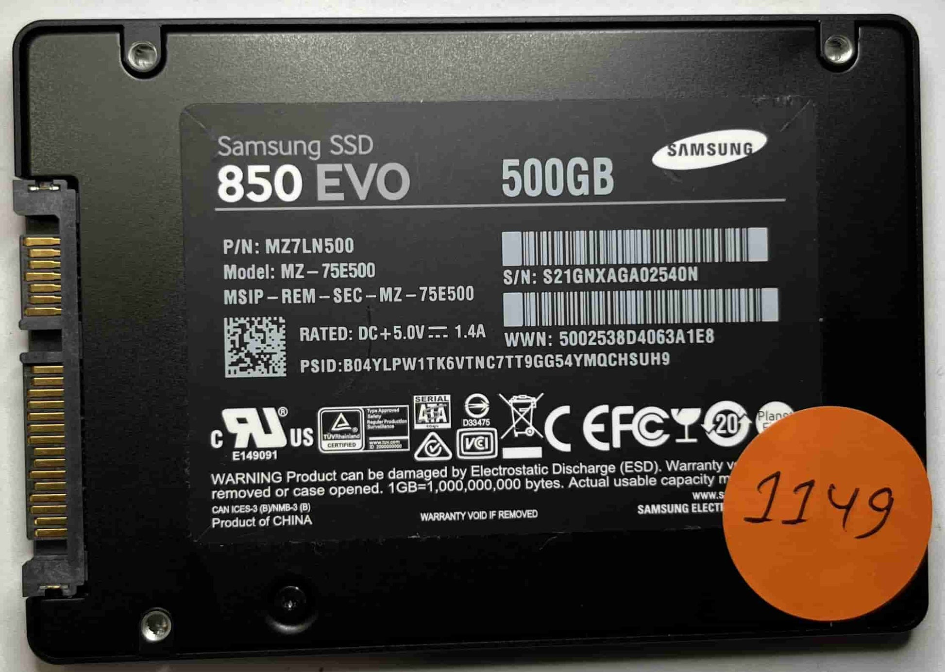 SAMSUNG MZ-75E500 MZ7LN500 (1149) SSD for Sale