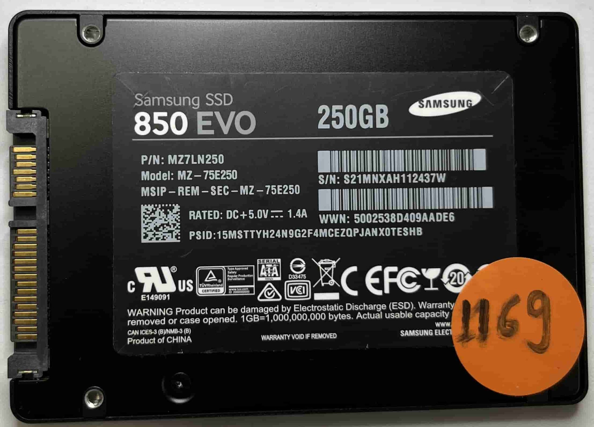 SAMSUNG MZ-75E250 MZ7LN250 (1169) SSD for Sale
