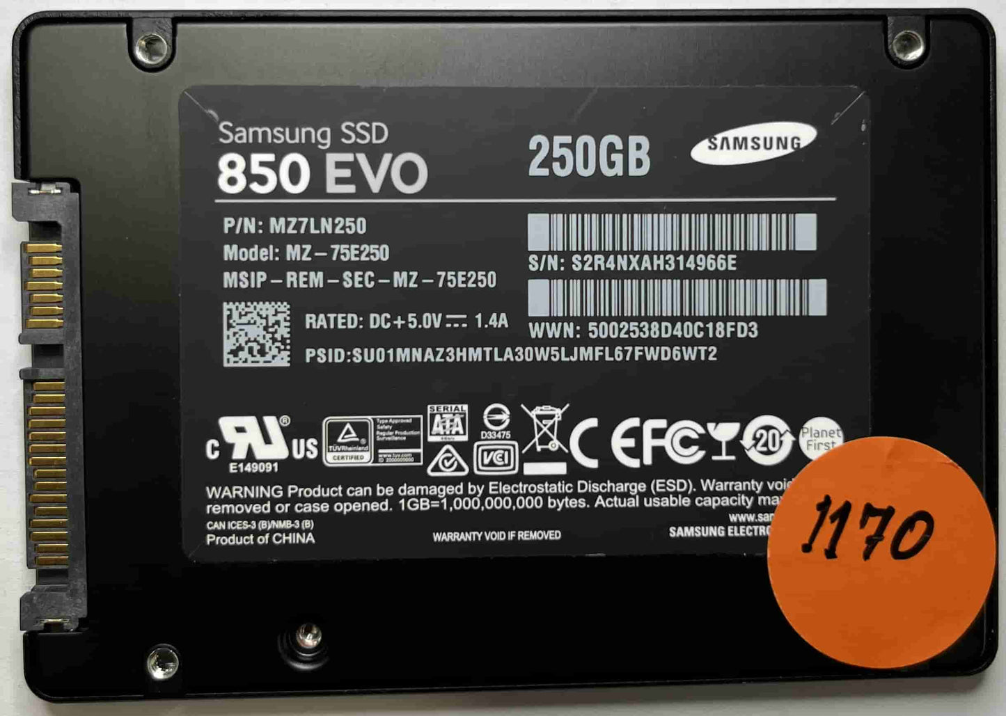 SAMSUNG MZ-75E250 MZ7LN250 (1170) SSD for Sale
