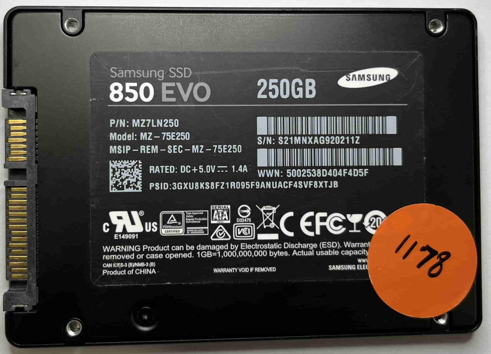 SAMSUNG MZ-75E250 MZ7LN250 (1178) SSD for Sale