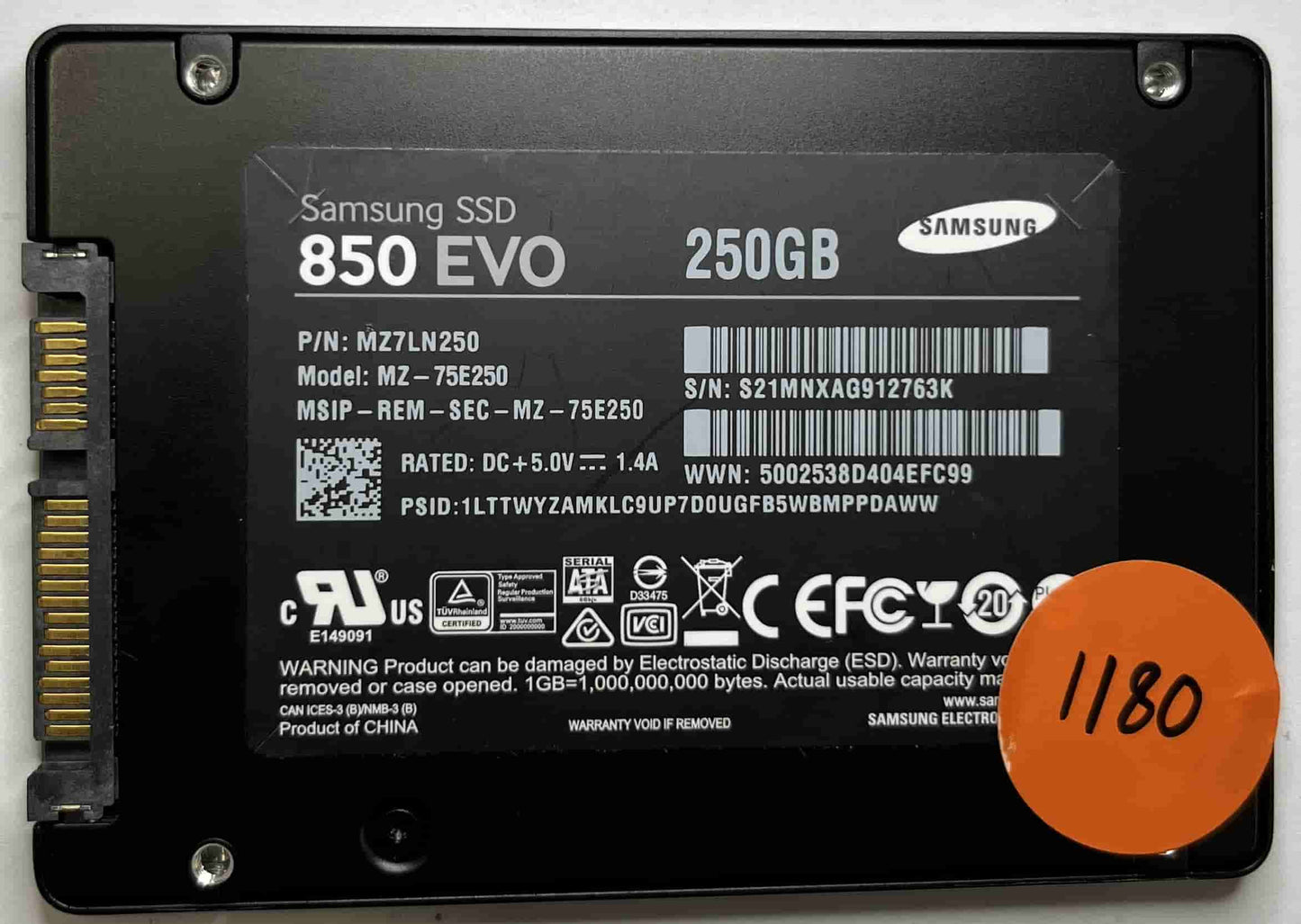 SAMSUNG MZ-75E250 MZ7LN250 (1180) SSD for Sale