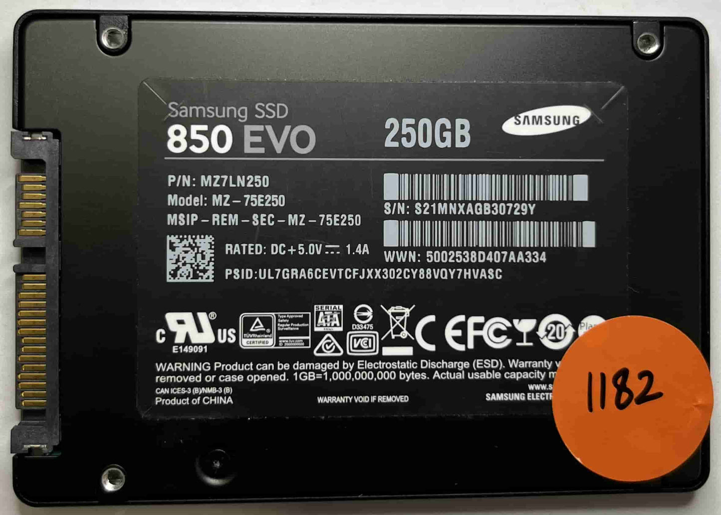 SAMSUNG MZ-75E250 MZ7LN250 (1182) SSD for Sale