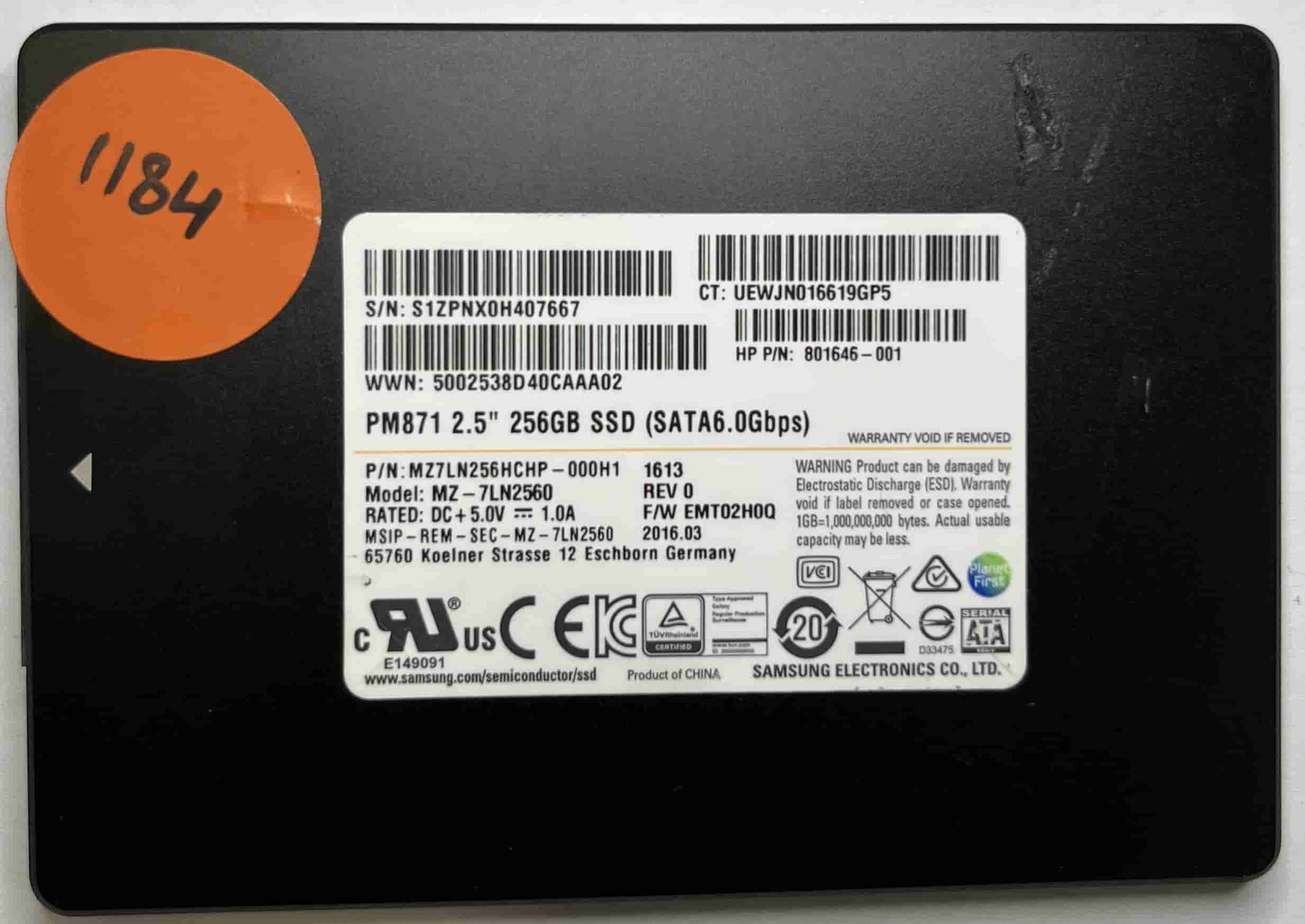 SAMSUNG MZ-7LN2560 MZ7LN256HCHP-000H1 (1184) SSD for Sale