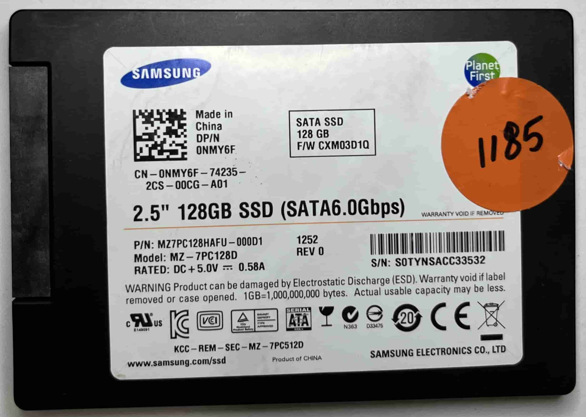 SAMSUNG MZ-7PC128D MZ7PC128HAFU-000D1 (1185) SSD for Sale