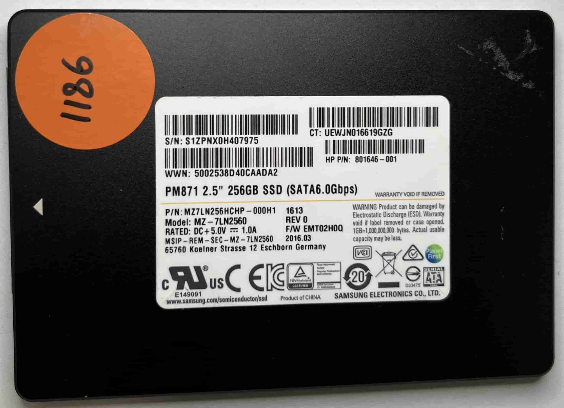 SAMSUNG MZ-7LN2560 MZ7LN256HCHP-000H1 (1186) SSD for Sale