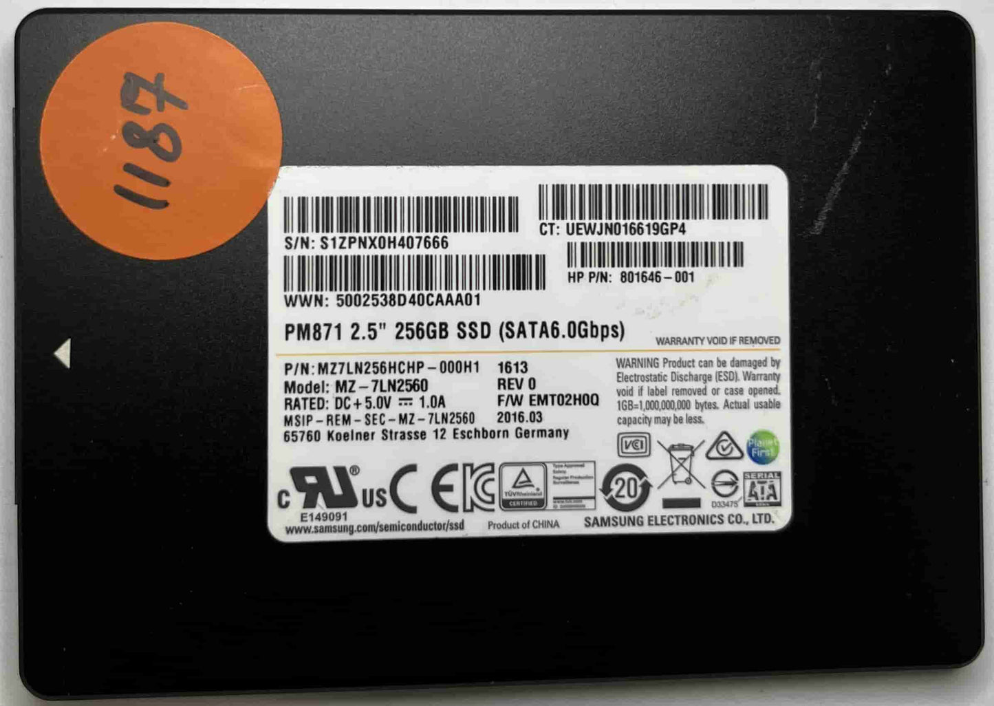 SAMSUNG MZ-7LN2560 MZ7LN256HCHP-000H1 (1187) SSD for Sale