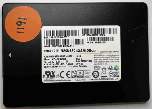 SAMSUNG MZ-7LN2560 MZ7LN256HCHP-000H1 (1191) SSD for Sale