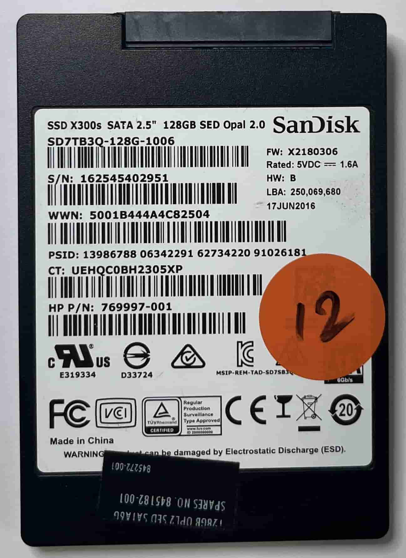 SANDISK SD7TB3Q-128G-1006 769997-001 (12) SSD for Sale