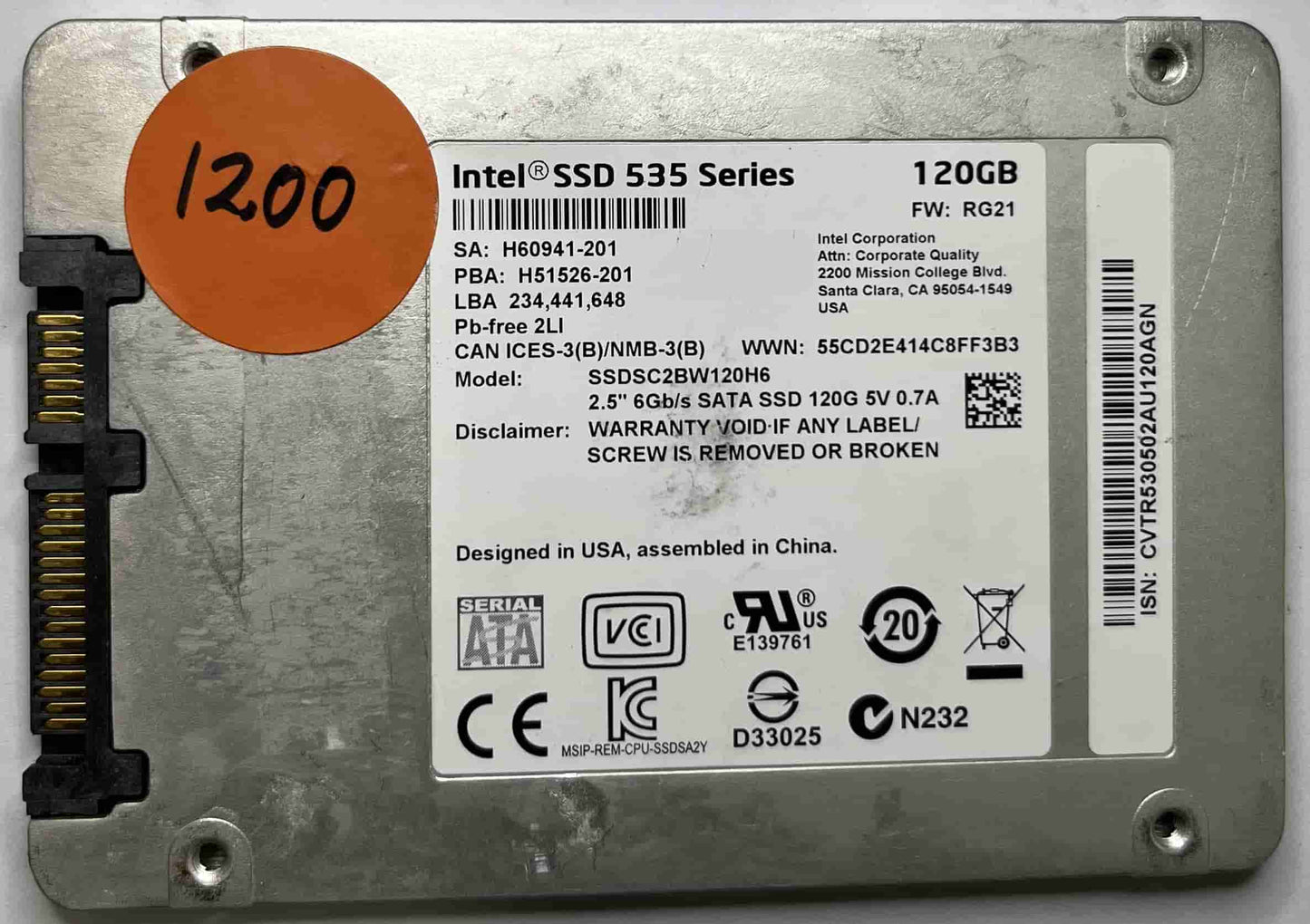 INTEL SSDSC2BW120H6 (1200) SSD for Sale