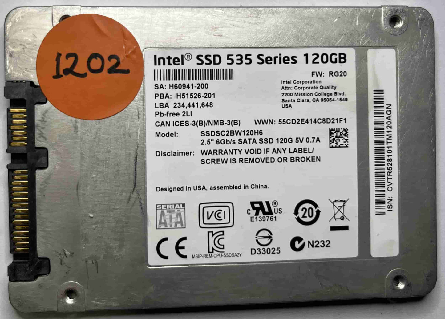 INTEL SSDSC2BW120H6 (1202) SSD for Sale