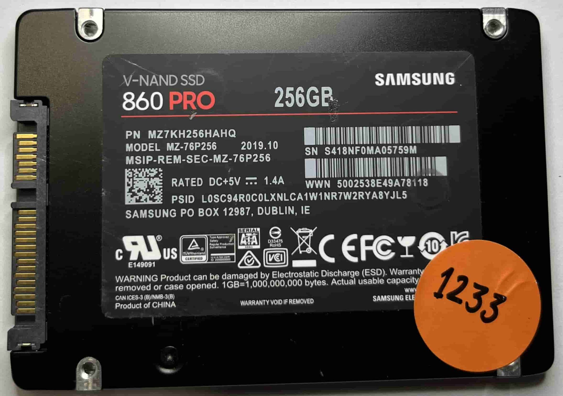 SAMSUNG MZ-76P256 MZ7KH256HAHQ (1233) SSD for Sale